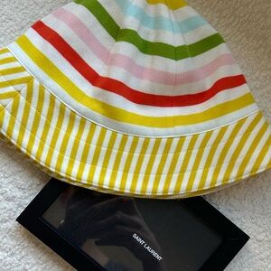 Sonia Rykiel Yellow and White Striped Hat